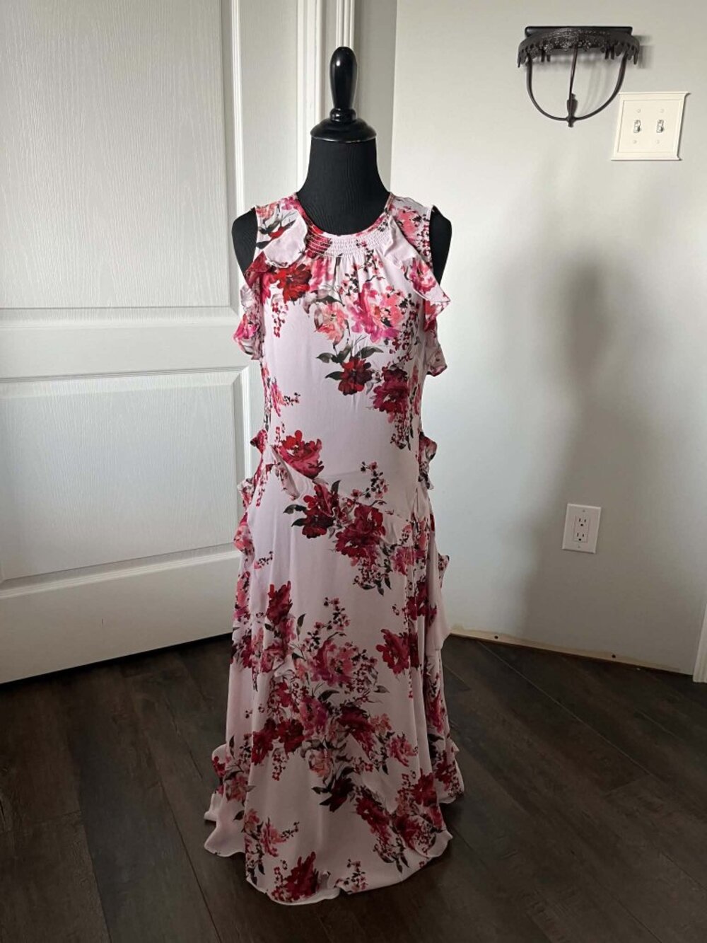 Sundance Blushing Gardens Floral Maxi Dress Ruffle Trim Floral Print size XS